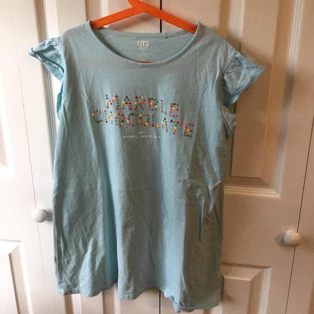 Uniqlo Girl Shirt Meiji Marble Chocolate NEW